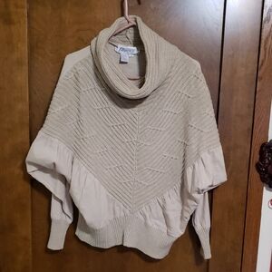 Vintage 80's cowl neck knit front and linen back, with  butterfly sleeves.Bin#11
